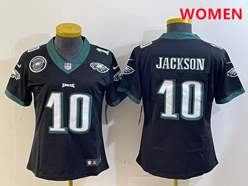 Women Philadelphia Eagles #10 Jackson Black Second generations 2025 Nike Vapor Limited NFL Jersey style 6